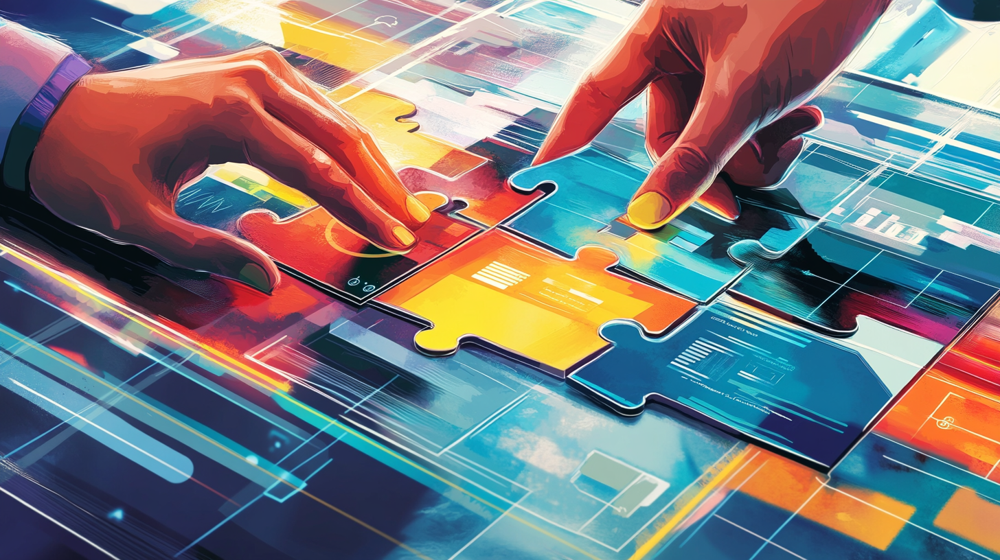 Person comparing puzzle pieces labeled with speed tiers and pricing to symbolize finding the right internet plan